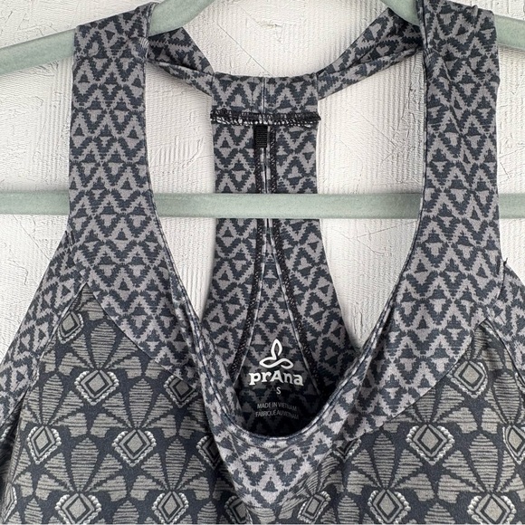 Prana Black & Gray Babydoll Geo Patterned Midi Halter Dress Built In Bra Small - Picture 3 of 9